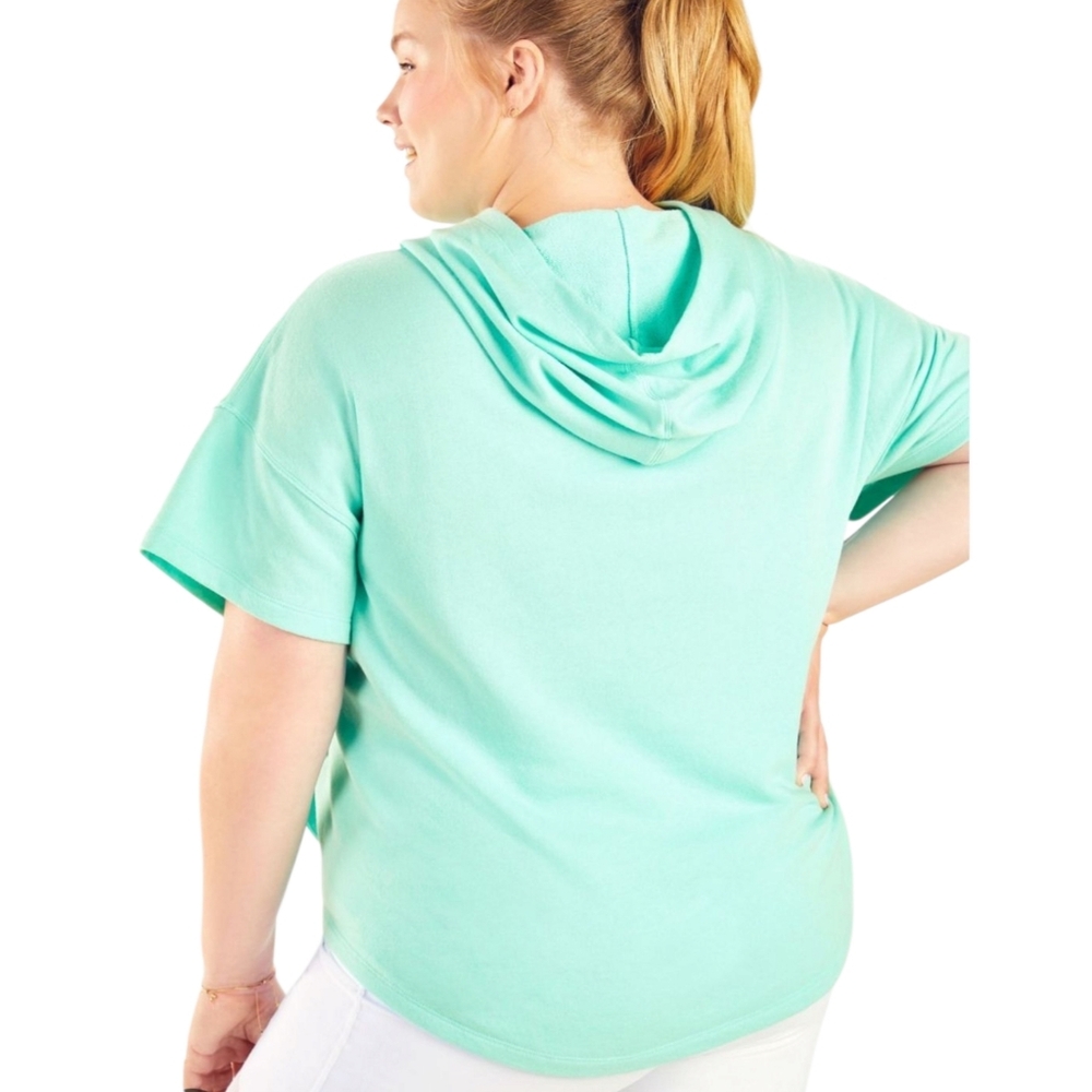 Fabletics Hadley Hi-Low Short-Sleeve Tee Hoodie Size 3X Crossover Hood Pocket.